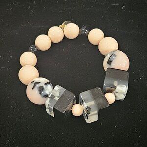 Chic Chunky Beaded Stretch Bracelet Mixed Shapes  Neutral Colors